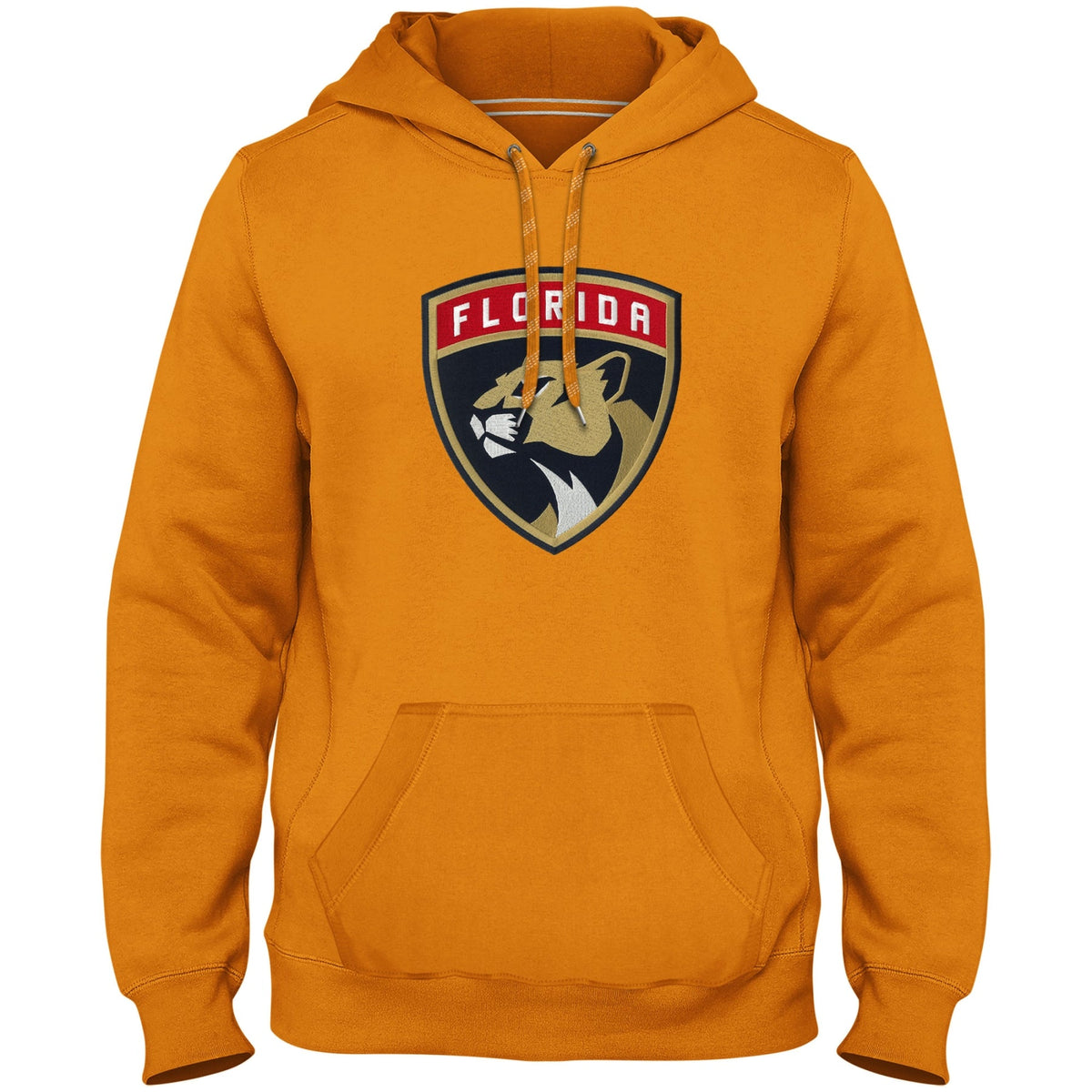 Florida Panthers NHL Bulletin Men Gold Express Twill Logo Hoodie product image 1, provided for visual reference and product