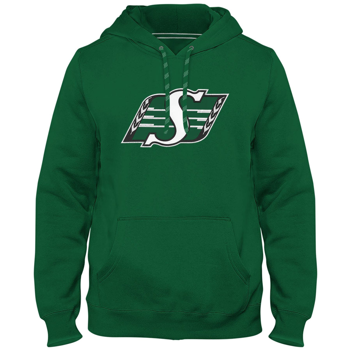 Saskatchewan Roughriders CFL Bulletin Men Green Express Twill Logo Hoodie product image 1, provided for visual reference and