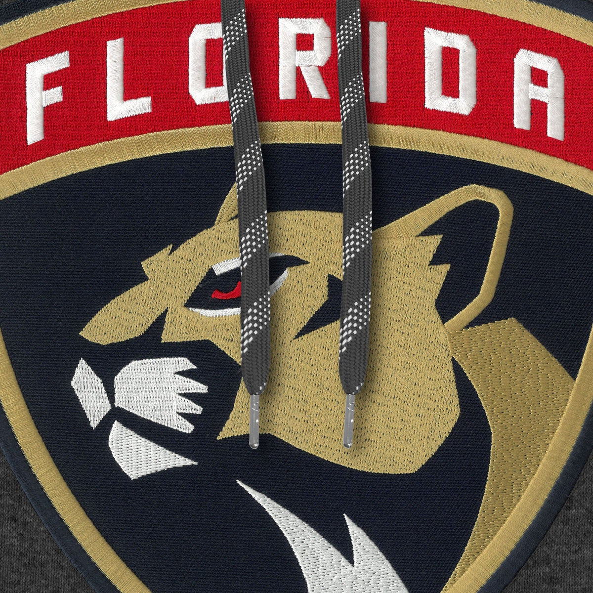 Florida Panthers NHL Bulletin Men Charcoal Express Twill Logo Hoodie product image 2, provided for visual reference and