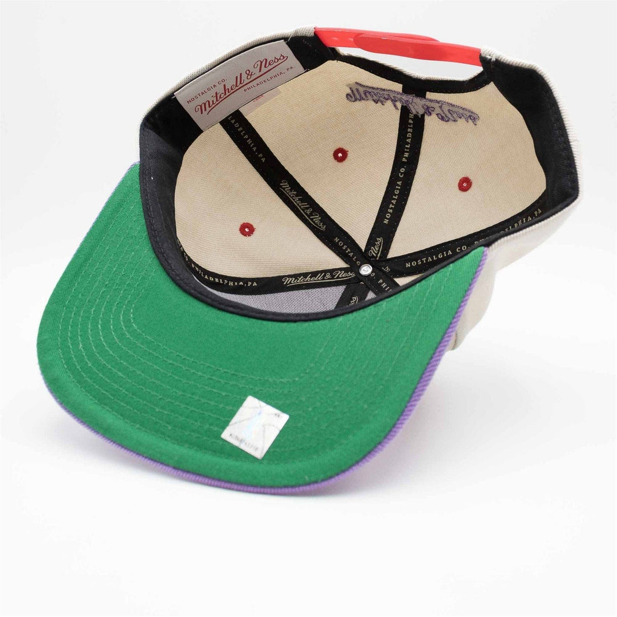 Toronto Raptors NBA Mitchell & Ness Men Off White Pop Panel Snapback product image 5, provided for visual reference and