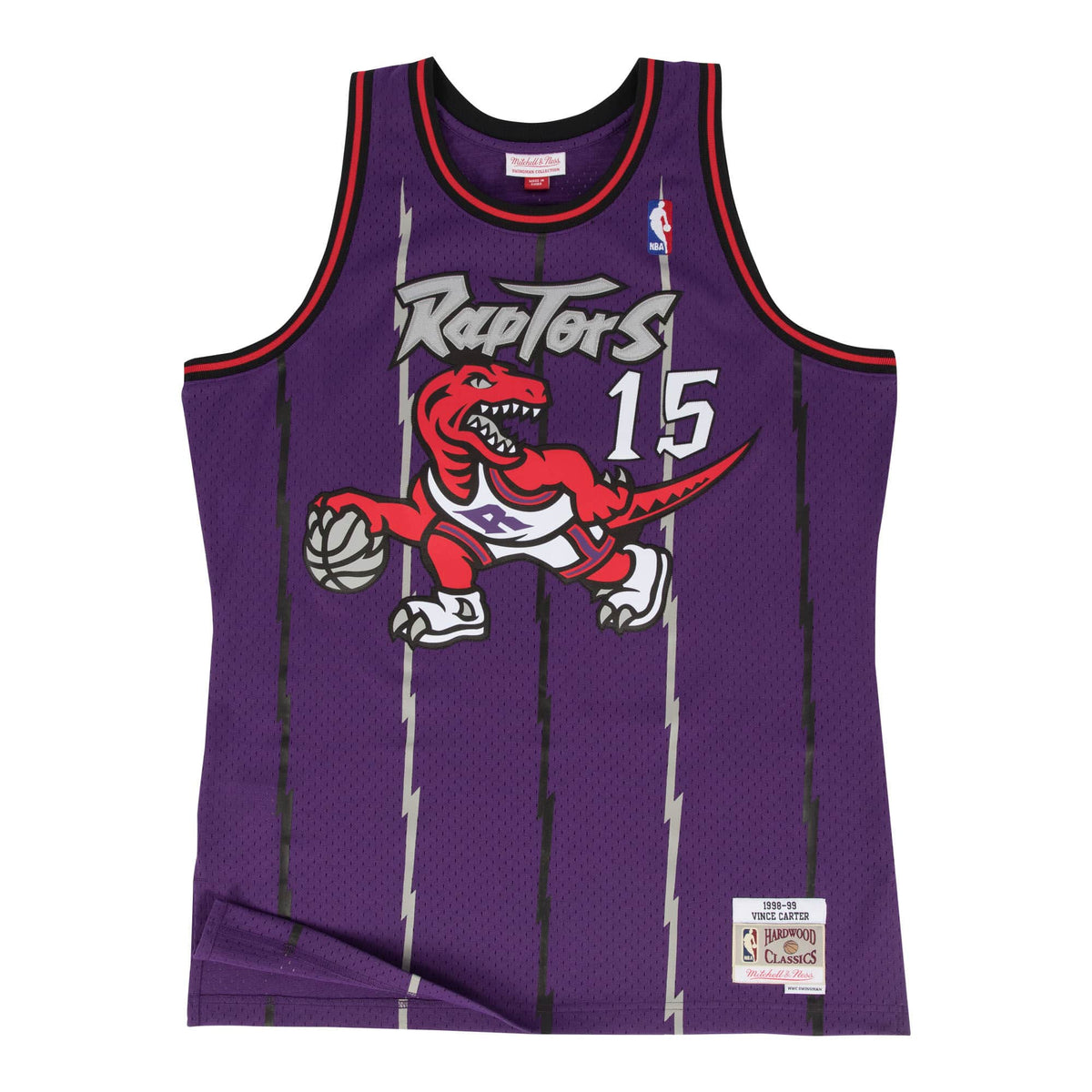 Vince Carter Toronto Raptors NBA Mitchell & Ness Men Purple 1998-99 Hardwood Classics Swingman Jersey product image 1,