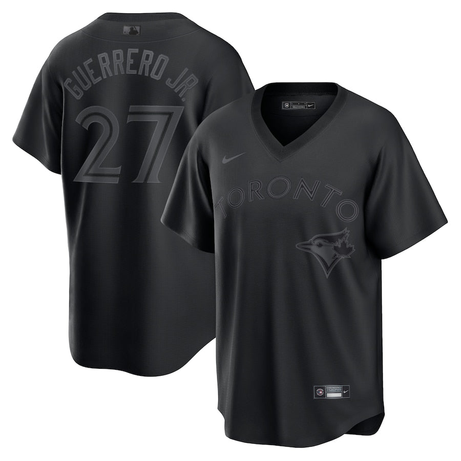 Vladimir Guerrero Jr. Toronto Blue Jays MLB Nike Men Pitch Black Fashion Replica Jersey product image 3, provided for visual