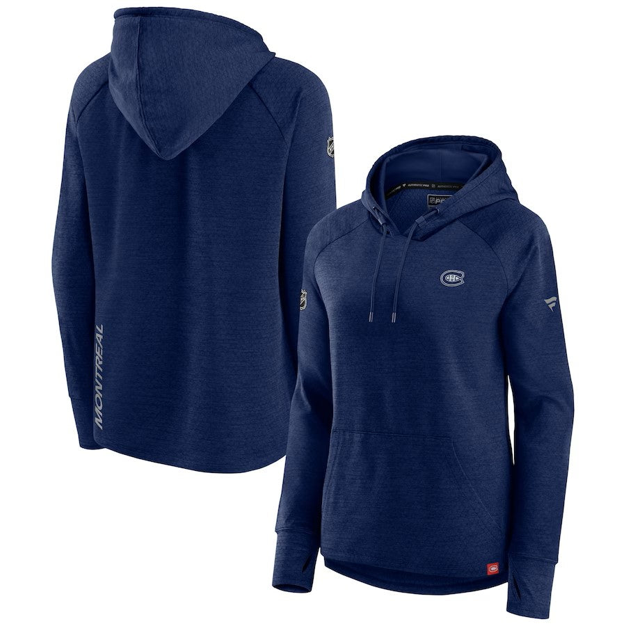 Montreal Canadiens NHL Fanatics Branded Women Navy Geo Fleece Pullover Hoodie product image 4, provided for visual reference